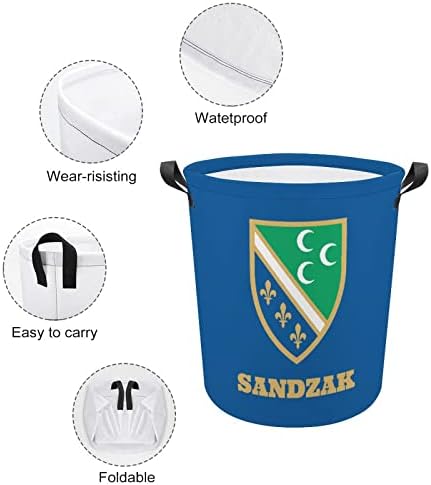 Сандзак знаме за преклопување на перална за перење водоотпорна торба за складирање на корпи со рачка 16,5 x 16,5 x 17