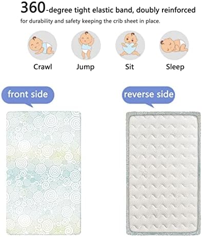 Пастелни тематски опремени мини чаршафи за креветчиња, преносни мини креветчиња со меки и дишечки постелнини-плетен сад или столб за