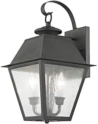 Livex Lighting 2165-04 Mansfield 2-светлосен wallиден фенер, црна боја, црна