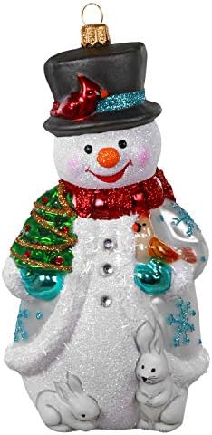 Hallmark Keepsake Божиќниот украс 2020 година, Снежап Лоџ П. П. Нестнгхаус Снежен човек со кардинали, порцелан