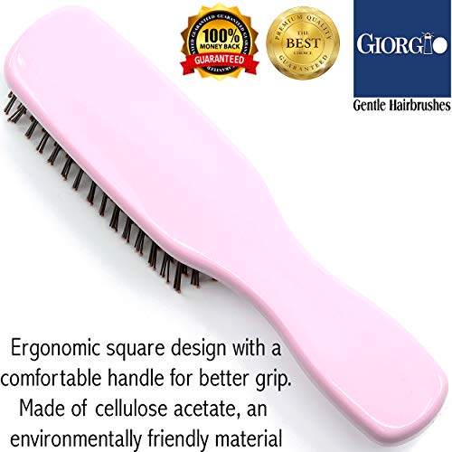 Giorgio Gio1-2p розов сет од 2 нежни четки за коса detangler за мажи и деца. Меки влакна за чувствителна скалп. Влажно и суво за сите