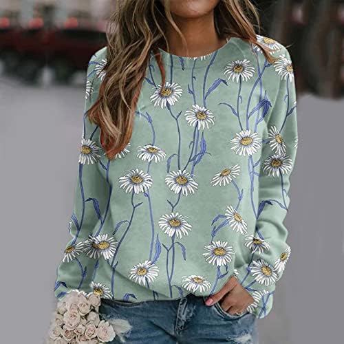 Мекнеог Спортски жени преголеми џемпери цвеќиња цветни џемпери со долги ракави за тинејџерски женски трендовски џемпери во случај