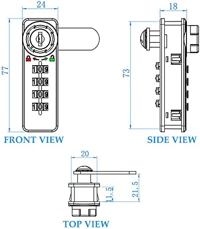 N/A PUYUEO Механички код за заклучување на дигитална комбинација за заклучување на комбинација за заклучување на кабинетот за заклучување со копчињата црна 7.7cmx2.4cm