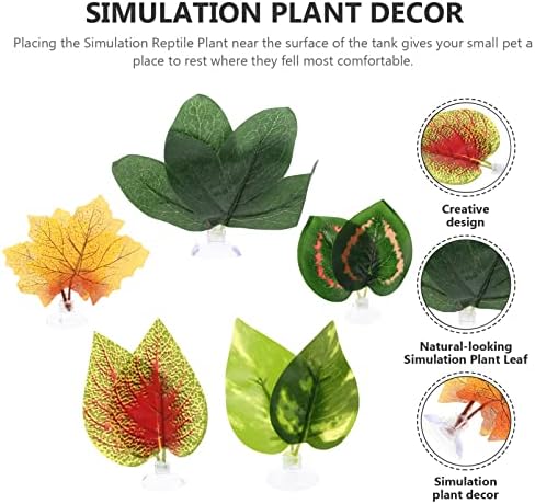 Ipetboom 5pcs Рептил Растенија Терариум Лисја Гуштери Живеалишта Растенија Риба Резервоар Фабрика Вештачки Лажни Лисја Декорација Со