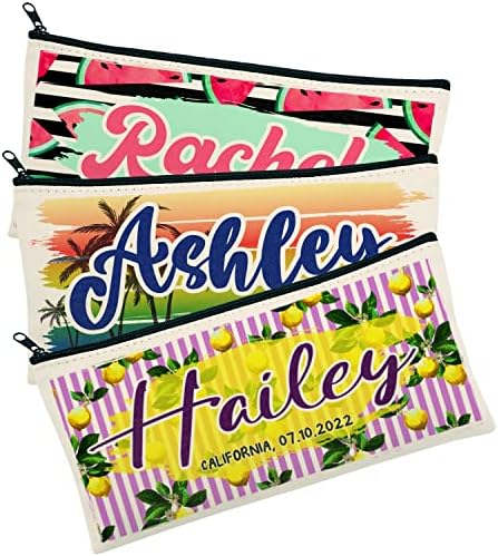 Персонализирани Торби За Шминка На Платно На Плажа Подароци За Девојки-8 Опции За Дизајн-Прилагодена Летна Торба За Шминка За Жени-Прилагодена