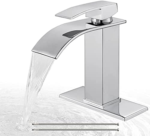 Airuida Chrome полски водопад бања тапа со единечна рачка бања мијалник за мијалник палуба за монтирање тапа за совпаѓање со