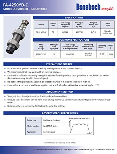 Абсорбери на шок од Bansbach EasyLift FA-4250YD-C/прилагодливи, 212,5 mm x 66 mm x 60 mm