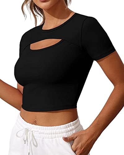 Aurенски кратки ракави за кратки ракави на Аургелмир, Исечени атлетски кошули, тесни вклопни исечоци Активна облека за жени за жени