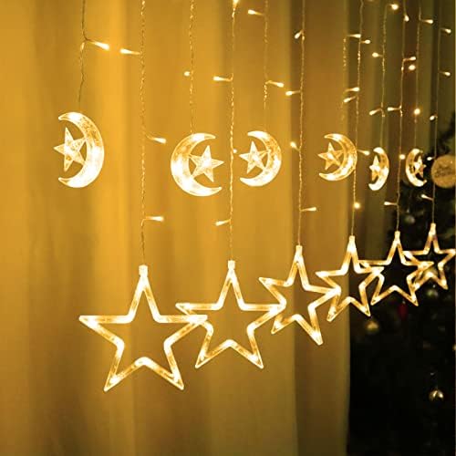 LED -светла за завеси на олалуо, светлина на starвездата на месечината starвезда 6.6ft декорација на прозорецот на мраз 8 режими далечински