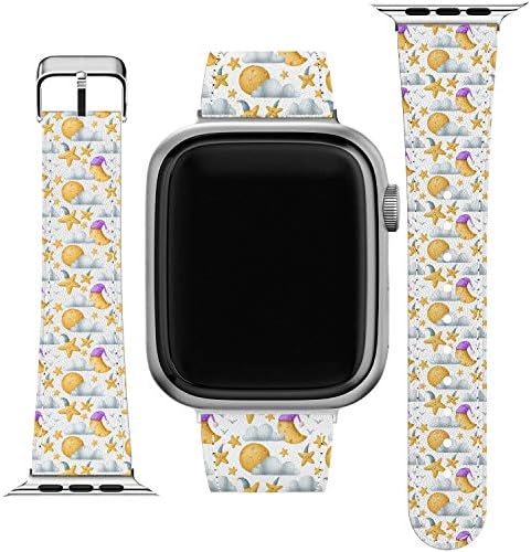 Lex Altern Screstband Компатибилен за Apple Watch Series 1/2/3/4/5/6/7/SE Yellow Yellow Slim PU Sheeps Bane Sheeps Gentle Teen