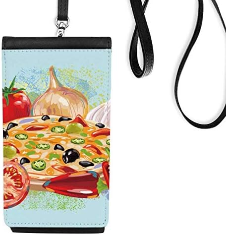 Пица Италија домат храна лук телефонски паричник чанта што виси мобилна торбичка црн џеб