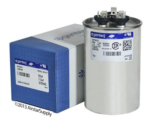 Nordyne/Intertherm/Miller 621699-55 + 7,5 UF MFD 370 Volt VAC GENTEQ замена на тркалезна двојна кондензатор