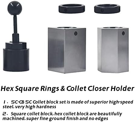 LIGUVCY 5C COLLET Block Set Hex Square Rings & Collet Поблиски држач, 5C-CB Collet Block Set Hex Collet Block Square Collet Block и Collet поблиску за машините за мелење.
