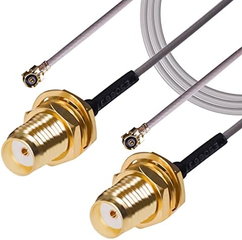 Goupchn U.FL/IPEX/IPX до SMA Femaleенски Bulkhead Pigtail Antenna Cable 2 Pack 15cm/5.9 Коаксијален кабел со ниска загуба за безжични рутери, Mini PCIE картички, мрежно продолжение, WiFi WAN Repeater