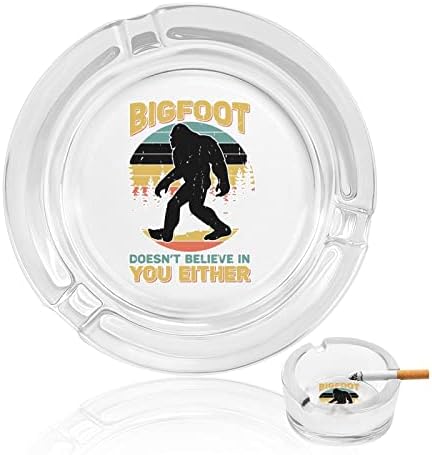 Bigfoot верувајте стаклен пепелник за цигари тркалезна лента за пепел, преносен држач за пепел, за затворено на отворено