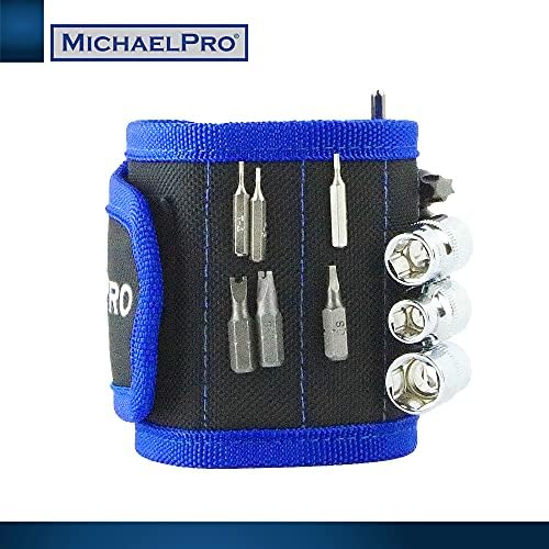 MICHAELPRO MP015001 Магнетски рачен зглоб, појас на алатки со силни магнети за држење завртки, нокти, битови за вежбање за DIY, подароци за
