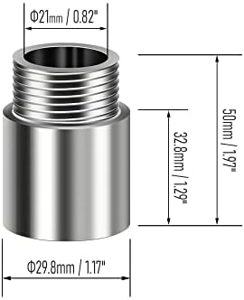 FOCMKEAS Туш Главата Продолжување Рака Exender нерѓосувачки Челик 3/4PT Машки до 3/4pt Женски Конец, 2/50mm Должина Леано Цевка Фитинг Спојка, Продолжување Цевка Бања Додаток