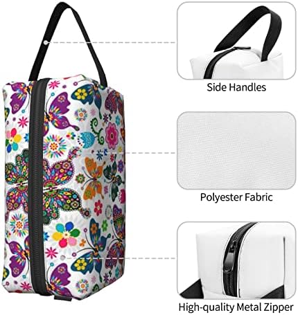 Шарени Пеперутки И Цвеќиња Козметичка Торба Голема Торба За Шминка Водоотпорна Торбичка За Тоалети За Патување Организатор За Жени