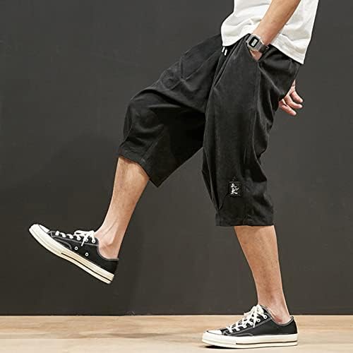 Wxhn ubst mens capris панталони јапонски стил плус големина лабава обични панталони лето под коленото еластично влечење џогер шорцеви