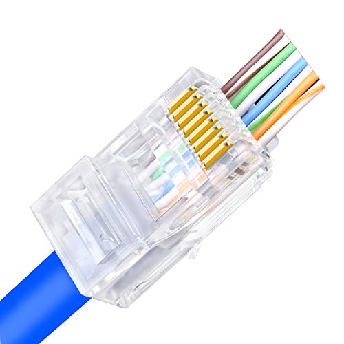 JODROAD RJ45 CAT5 CAT5E Поминува Низ Конектори, Позлатени 3 Prong 8p8c ВРВОТ Етернет Завршува За Цврста Жица И Стандарден Кабел-100pcs