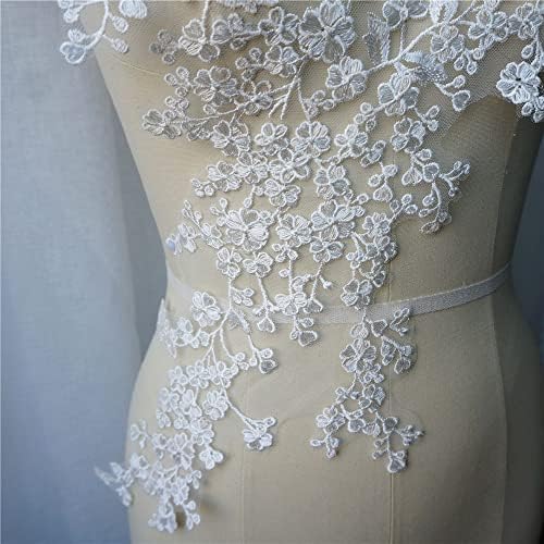 TBGFPO бела мини цвеќиња од чипка ткаенина од чипка везена наметка за наметки, јака јака мрежа шива на лепенка за венчаница за венчаница