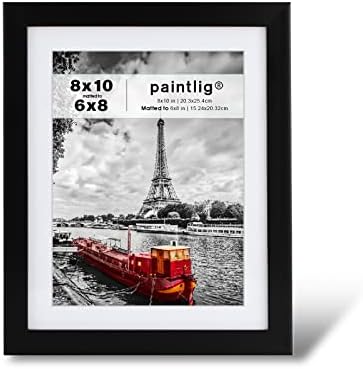Paintlig 8x10 Рамки за слики - дрвени рамки за фотографии, црни рамки за рамки за слики за wallидни колаж, висечки рамки за слики или врв