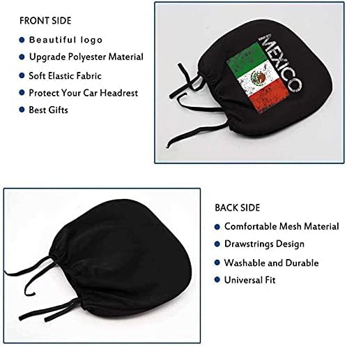 2 пакувања на потпирачот за глава за гроздобер Мексико Мексиканско знаме, мека црна ткаенина глава за одмор Универзално вклопување