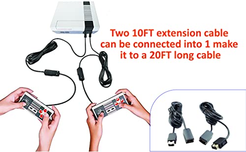 Долги кабли со 2 пакети за напојување за контролор за контролор за супер Nintendo NES Classic 2017 & Mini Edition Senhai Wii U & Wii Guitars/Raphnet Адаптери Nunchuck Remote Controller 10ft/3M жица