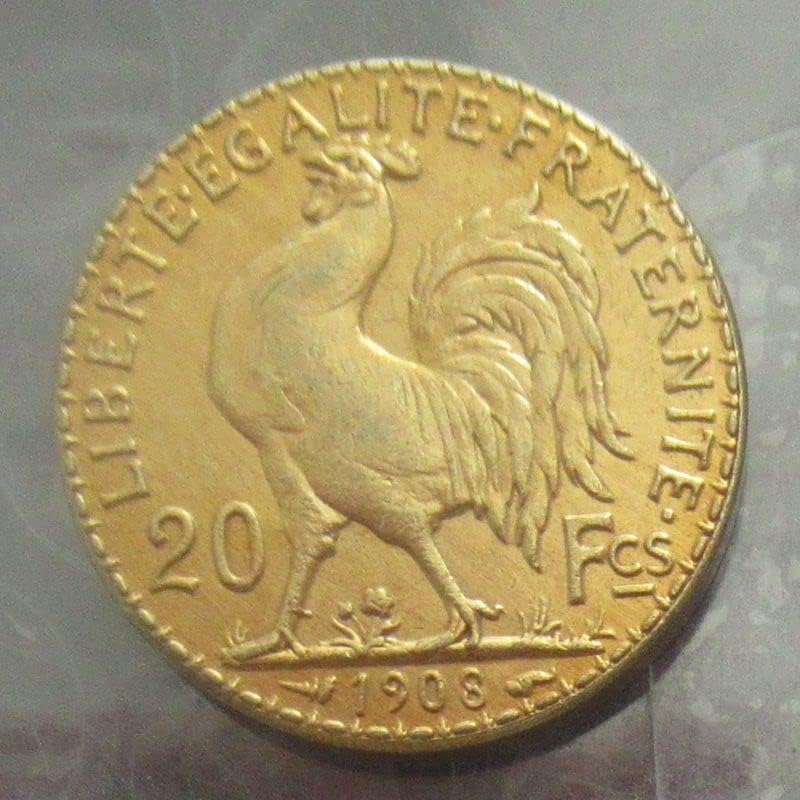 20 Франк Петел 1907-1914 Француски франк странски копија злато позлатена комеморативна монета