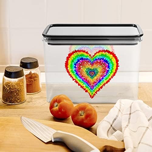 Контејнери За Складирање На Срце Со боја За врзување Чиста Пластична Кутија Со Капаци Канти За Повеќекратна Употреба За Кујнски Житни Закуски Сува Храна Желе Грав