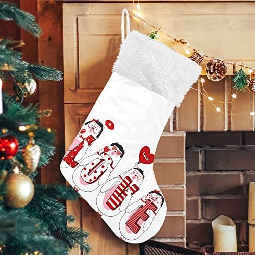 ТАРТИЦИЈА божиќни чорапи 1 пакуваат големи 18 во Божиќни чорапи со смешна поларна мечка loveубов камин што виси Божиќни чорапи