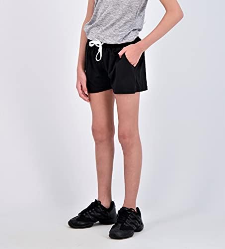 4 пакувања: Девојки атлетски перформанси со смори шорцеви со влечење и џебови