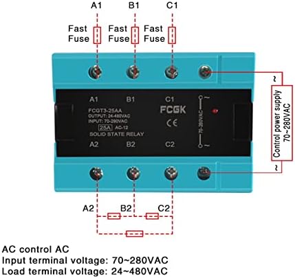 Ylch da трифазен реле со цврста состојба 25A 40A 100A DC до AC 3 фаза SSR 3-32V DC Control 24-480V