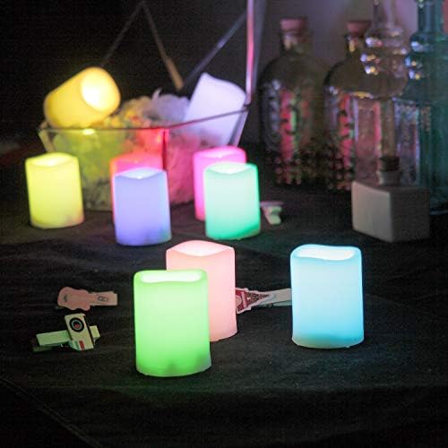 Qidea LED во предводена боја на бојата што се менува со запаливи гласачки свеќи, батерии, трепкање со повеќе бои декоративни декоративни свеќа светла со далечински упр?
