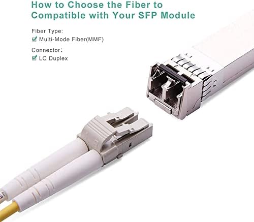 [10-пакет] 3-метарски OM3 LC до LC оптички кабел за влакна и 10GBase-SR SFP+ предавател