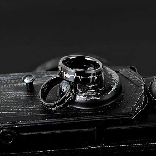 Votron 8mm црни карбидни прстени со чукање на срцето во облик на мажи со голема количина на венчавки со големина 5-16-82547