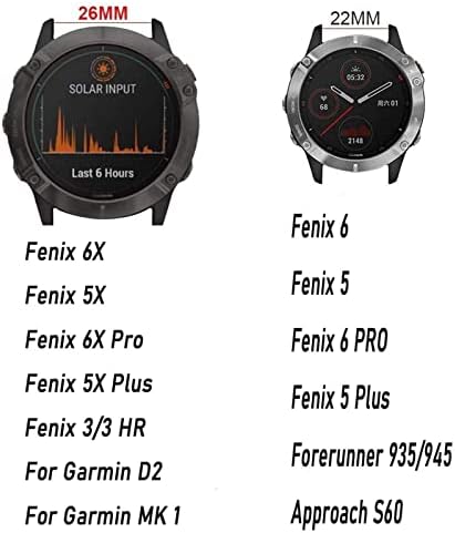 DaseB 20мм Брзо вклопување на часовници за Garmin Fenix ​​6 6x Pro 5x 5 Plus 3HR Пристап S60 Enduro Silicone нараквица EasyFit Strap
