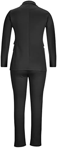 Бизнис Блејзер ги поставува жените фустани копче надолу против вратот црни јакни што одговараат на комплетите за да работат тенок панталони