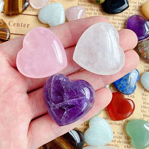 1.2 Големи срцеви кристали роза кварц аметист заздравување чиста кристална форма на срцето loveубов камења скапоцени камења камен полиран палецот