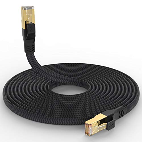 Кабел Mukodi Ethernet 15 ft рамен мачка 7 Ethernet Cable Заштитен CAT7 LAN мрежен кабел со голема брзина на гигабит лепенки со конектор