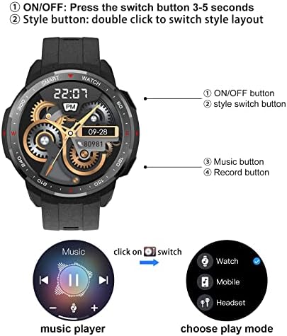 Prircos Smart Watch For Men Fitness Trackers со монитор за спиење на отчукувањата на срцето Фитнес часовник 8G Music Sport SmartWatch