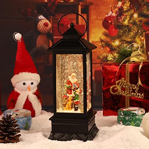 Божиќен фенер-сноп глобус, музички снежен глобус, вода фенер со музика и Дедо Мраз ， Ротирачки трепкачки фенери, Божиќни украси