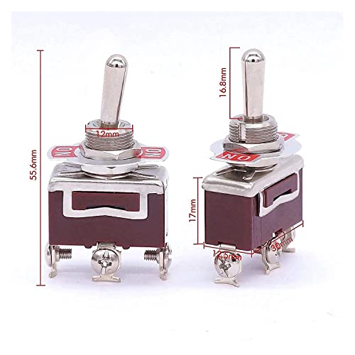 Gooffy 3PCS Univeral Heavil 3 Terminals SPDT ON/ON 20A 125VAC 2 Позиција Рокер прекинувач за прекинувач Microswitch