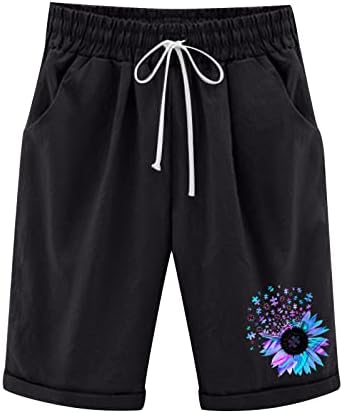 Бермуда шорцеви за жени со должина на коленото долга памучна пот плетени шорцеви влечете ги салоните за одење со џеб