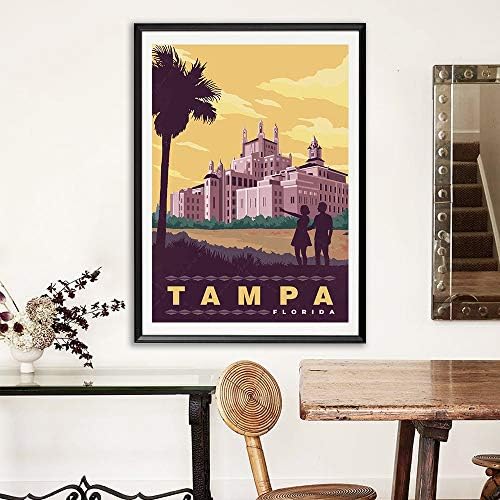 XTVIN USA Florida Tampa America Vintage Travel Most Постер Уметнички печати платно за сликање Дома Декорација подарок （12x18inch）