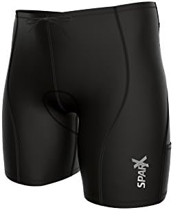 Изведба на мажите Sparx Tri Shorts 4 џебови црна компресија Триатлон Триатлон краток велосипед за кратки велосипеди за пливање