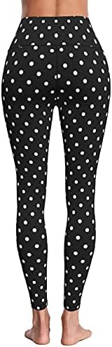 Ykklima со високи половини хеланки Полка точка црна и бела едноставна шема јога панталони мека контрола на стомакот за жени