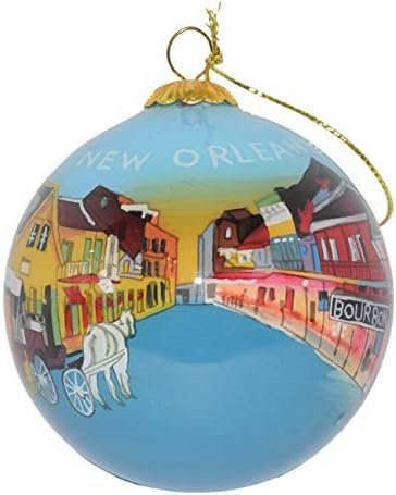 Рачно насликан стакло Божиќно украс - сцена во самракот Newу Орлеанс