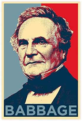 Bawee Charles Babbage Canvas Post Pocter Decor Decords Спортски пејзаж канцеларија Декор рамка за подароци: 16x24inch