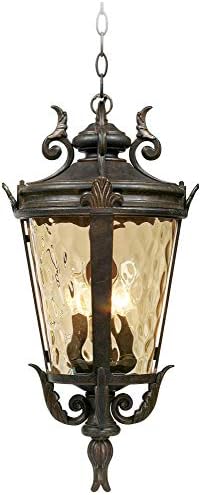 Timон Тимберленд Каса Марсеј Европска светлина на отворено таванот што виси бронзен свиток 23 3/4 зачукувано стакло влажна оценета за надворешна